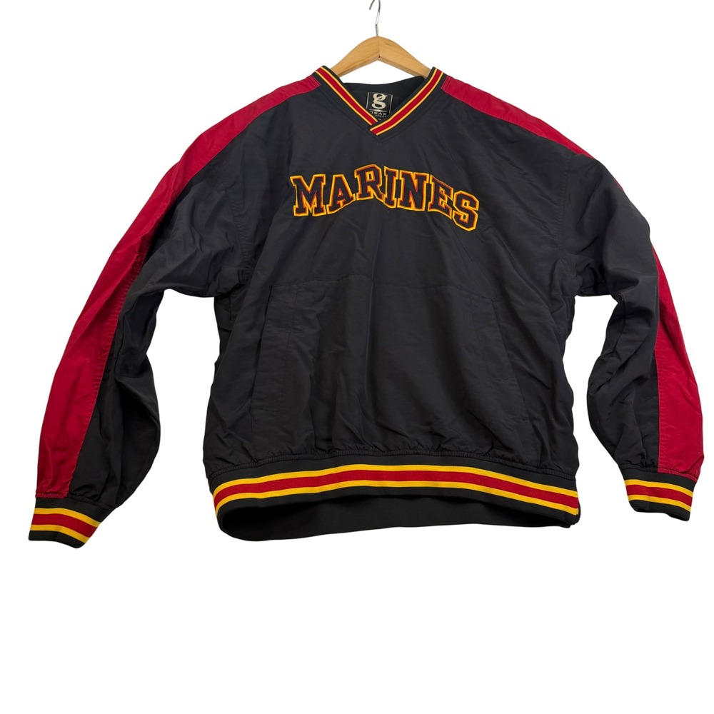 Gear For Sports US Marines V-Neck Windbreaker Pullover Black Red XL RN49314